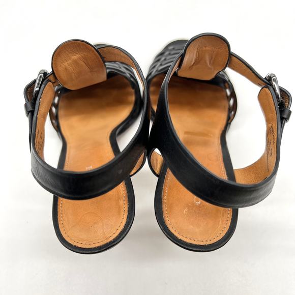 COACH Izzy Woven Leather Heel Sandal T Strap Womens 8 Black Ankle Strap Classic - Picture 8 of 13